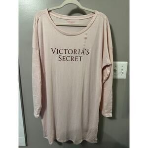 Victoria's Secret NEW Long Sleeve Sleep Nightgown SzXL Babydoll pink with red